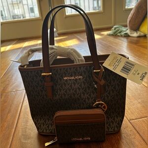Michael Kors Jet Set Travel Extra-Small Logo Top-Zip Tote Bag & Wallet